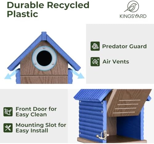 Kingsyard Bluebird House with Predator Guard, Recycled Poly Lumber