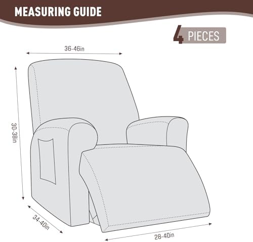 KinCam Oversized Recliner Chair Covers, Reclining Cover, Brown