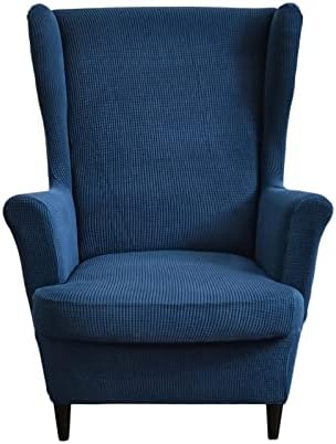 HAOYONG Jacquard Wingback Chair Cover Thickening Wing Armchair Covers Set of 2 Stretch Chair Slipcovers Non-Slip Armchair Protector Cover with Elastic Bottom