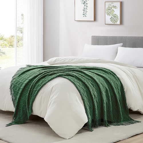 BOURINA Green Throw Blanket 50 x70 Inch Jacquard Throw Knitted Blanket