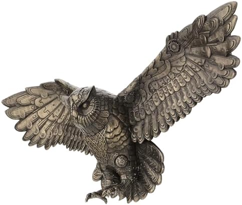 Veronese Design 21 5/8 Inch Steampunk Owl Open Wings Cold Cast Resin Bronze Finish Animal Wall Sculpture Plaque