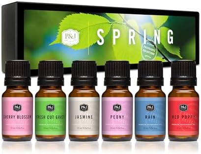 P&J Trading Fragrance Oils for Diffusers for Home Spring Set Fragrance Scents for Candle Making - Soap Making - Car Diffuser Scents - Essential Home Gift Set - Cherry Blossom, Fresh Cut Grass & More
