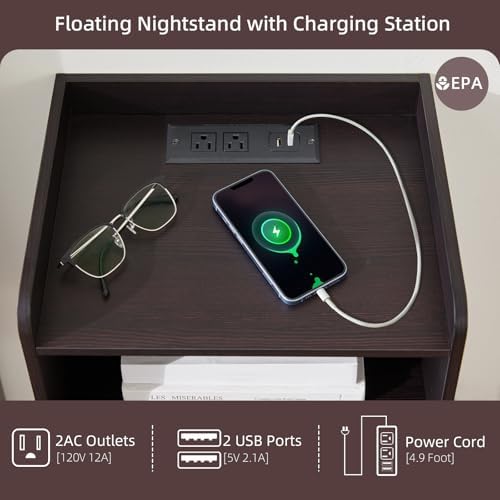 BuildHom 16" Wide Floating Nightstand for Bedroom