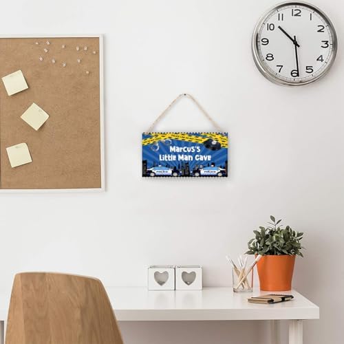 Personalized Police Car Little Man Cave Door Sign Kids Room Decor Custom Name Girls Boys Bedroom Toddler Baby Nursery Hanging Art Wood Wall Plaque