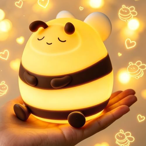 YISUN Bee Silicone LED Night Light, 3 Level Dimmable Kids Room Nursery Lamp
