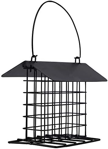winemana Suet Feeder for Outside Hanging, Metal Suet Cake Holder Squirrel Proof, Weatherproof Bird Feeders for Wild Birds Woodpecker, Single Suet Cage for Outdoor Garden
