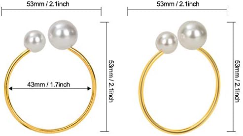 KPOSIYA Pearl Napkin Rings Set of 100 Gold Napkin Holder for Table Decor
