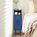 Narrow Nightstand, Wood 2 Drawer Small Nightstand, Slim Side Table, Modern Skinny End Bedside Table, Natural Wood Night Stand with Drawers for Bedroom (Blue-1 pc)