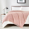BOURINA Pink Throw Blanket 50x60 Inches Throw Textured Solid Soft Ripple Throws and Blankets for Sofa or Bed Knitted Decorative Throw