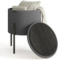 Round Ottoman with Storage, Boucle Storage Foot Stool, Makeup Vanity Stool, Small Ottoman Foot Rest, Modern Ottomans for Living Room and Bedroom, Grey
