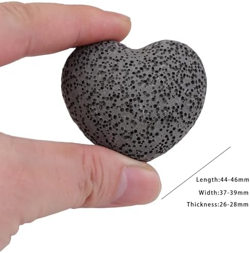 rockcloud 5 PCS 1.7" Black Lava Rock Stone Heart Shape Pocket Stones