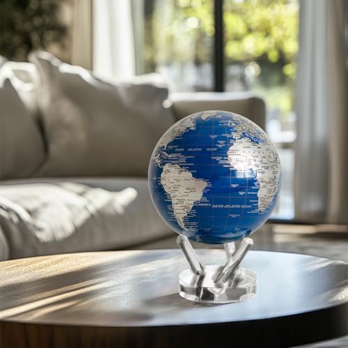 MOVA Self Rotating Globe, Royal Blue and Silver Classic (4.5")