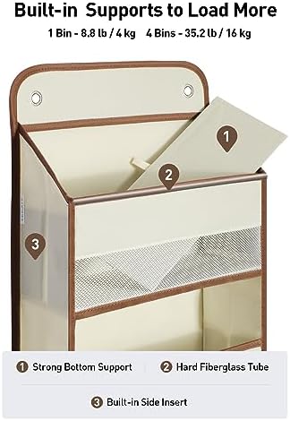 Yecaye Hanging Over the Door Organizer 1 Pack, 35.2lbs Load Toy Stuffed Animal Storage, Swing-proof Bathroom Organizers and Storage for Nursery Newborn Baby Essential Stuff Beige
