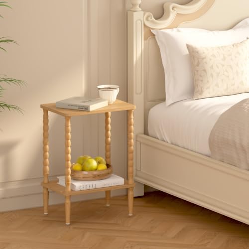 TUTOTAK Small End Table with Solid Wood Legs, Side Table Set of 2