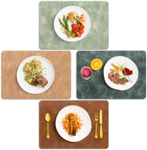 ADRIMER Fall Placemats Set of 4, Heat Resistant Faux Leather, 4 Colors
