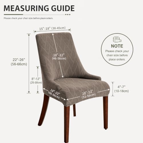 MIFXIN Wingback Side Chair Covers Dining Chair Slipcover Jacquard Stretch Sloping Armchair Protector Arm Chair Seat Cover for Dining Room Living Room Banquet Home Decor (Taupe, 4 Pcs)