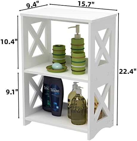 3-Tiers Narrow Side Table, Slim Nightstand Bedside Table, Small Bookshelf