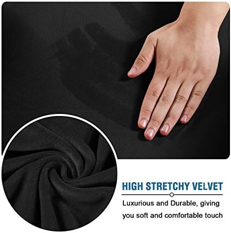 H.VERSAILTEX Modern Velvet Plush 4 Piece High Stretch Sofa Slipcover Sofa Cover Furniture Protector Form Fit Luxury Thick Velvet Sofa Cover for 3 Cushion Couch Width Up to 90 Inch (Sofa,Black)