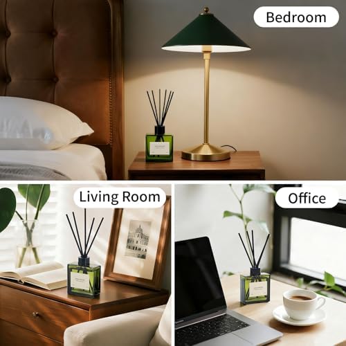 Reed Diffuser Set of 2, 4 fl oz Jasmine Lily & Vanilla Cream Scent Diffuser with 20 Sticks, 180 Days Long Lasting Elegant Home Fragrance for Bathroom Bedroom Office Decor Air Fresh