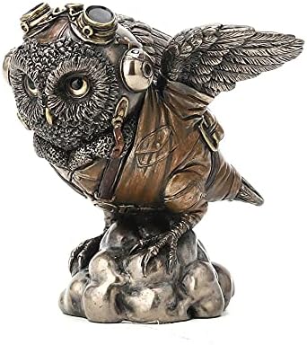 Veronese Design 4 1/8" Flying Ace Aviator Owl Steampunk Cold Cast Bronzed Resin Statue Animal Figurine Military Collectible