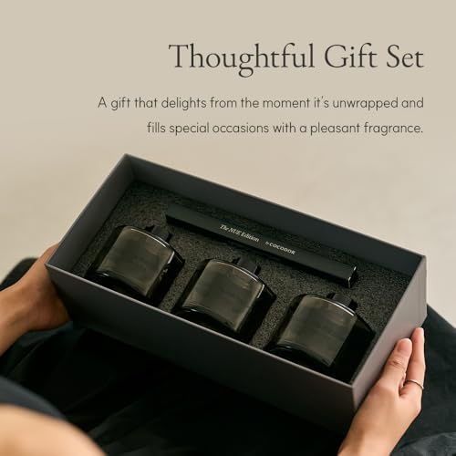 COCODOR The NUE Black Edittion Reed Diffuser Set of 3/6.7oz Each Pack/Hay Mossy,Santal,Gaiac/Home Fragrance Diffuser, Oil Scent Diffuser for Bathroom Shelf Décor