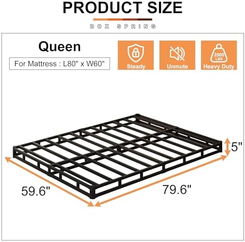 EMODA 5 Inch Box Spring Queen Size Mattress Foundation with Fabric Cover