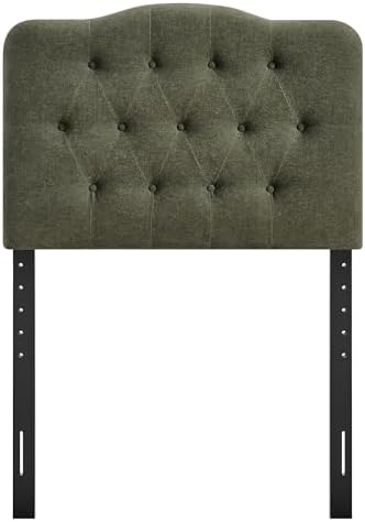 Modway Annabel Premium Linen Blend Twin Headboard in Sage - Soft Fabric Headboard Only with Diamond Button Tufting and 7 Height-Adjustable Positions