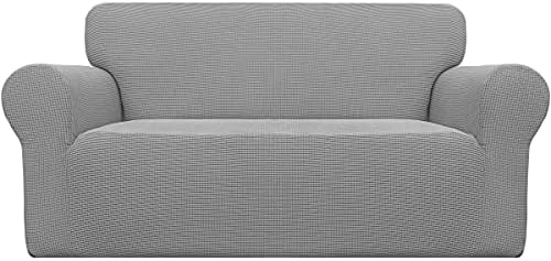 Easy-Going Stretch Loveseat Couch Covers Washable Light Gray