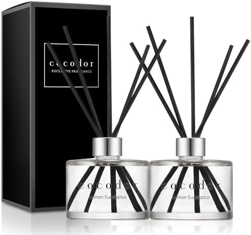 COCODOR Signature Reed Diffuser Set/Lemon Eucalyptus / 6.7oz /2 Pack/Home Fragrance Diffuser, Oil Scent Diffuser for Bathroom Shelf Decor