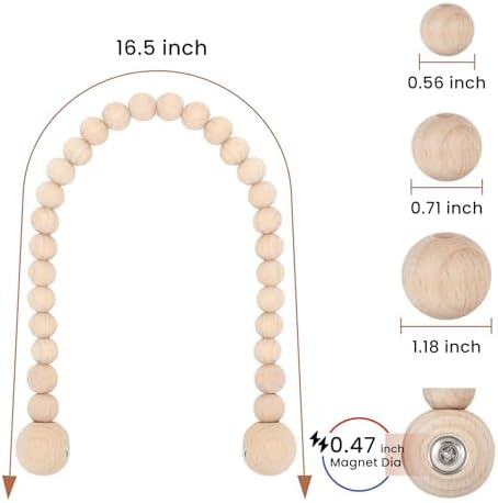 KLOGTSIND Magnetic Curtain Tiebacks, 4 Pack Wood Bead Curtain Holdbacks