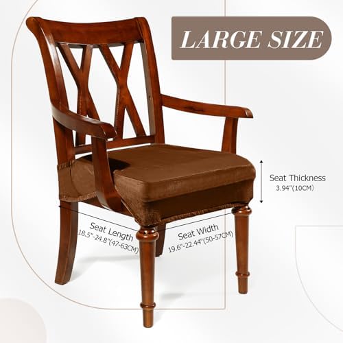 Havawish Extra Wide Dining Chair Seat Covers, Camel, Velvet, 1 Pcs