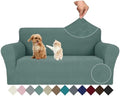 JIVINER Stretch Loveseat Slipcovers 1 Piece Love Seat Sofa Cover Spandex 2 Seater Couch Covers Universal Furniture Protector with Elastic Bottom (Pea Green, Loveseat)