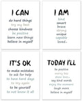 BESERH Positive Affirmation Wall Decor, Inspirational Motivational Quote Wall Art Prints Posters for Classroom Kids Room Nursery Playroom, 8x10 Inches Set of 4 Unframed (blue)