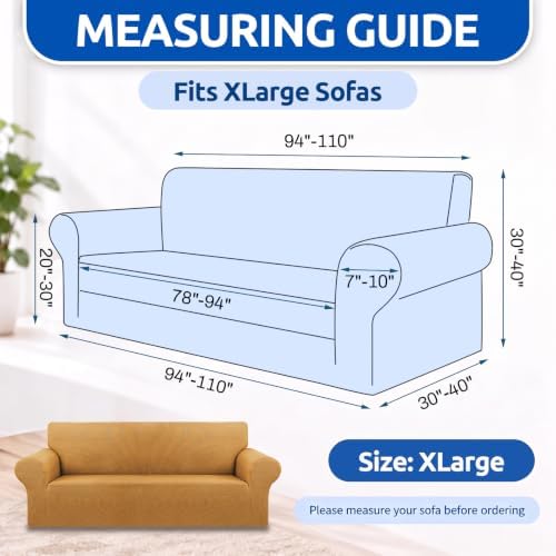 KEKUOU Stretch Oversized Couch Covers for Sofa Slipcover,Golden