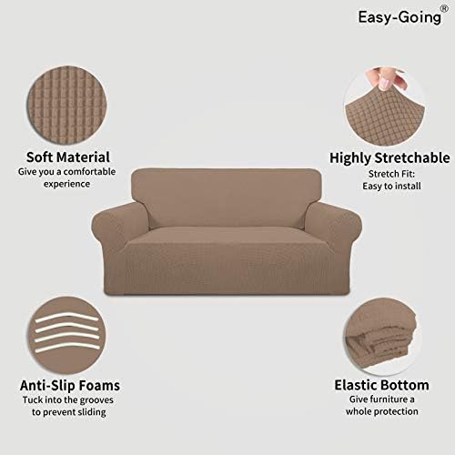 Easy-Going Stretch Loveseat Couch Covers Washable Camel