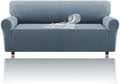 H.VERSAILTEX Jacquard Sofa Slipcover with Waterproof Seat Furniture Protector 1 Piece Stretch Sofa Covers with Elastic Bottom for Kids, Pets, Dog(Sofa L, Stone Blue)