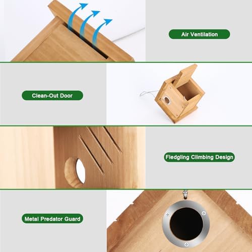 Gtongoko Wren Bird Houses for Outside with 1-1/8" Entrance Log Color 1 Pack
