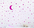 Moon and Stars Wall Decal Vinyl Sticker for Kids Boy Girls Baby Room Decoration Good Night Nursery Wall Decor Home House Bedroom Design YMX16 (Blush)
