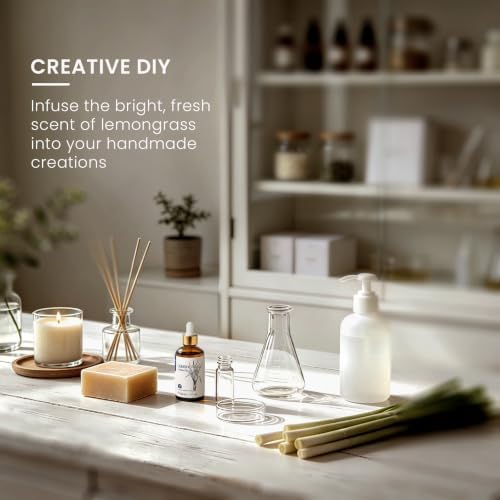 HIQILI Lemongrass Essential Oil, for DIY Candles & Protective Spray