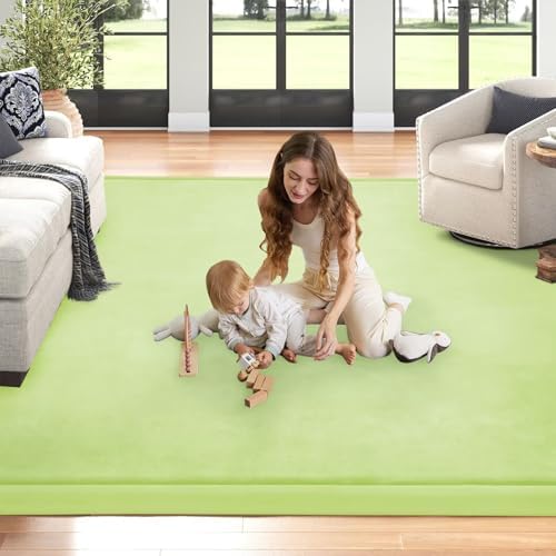 Baby Play Mat for Floor Nursery Muscle Mat Area Rug Playroom Rug 79"x138" Elastic Foam 1.3" Thick Crawling Mat for Babies,Toddlers, Infants (Light Green)