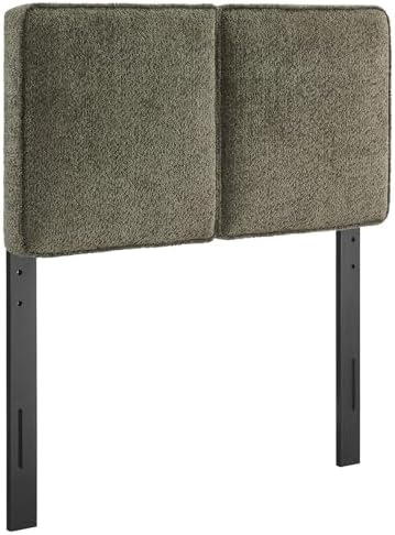 Modway Lindee Twin Size Upholstered Headboard with Sage Boucle Fabric - Pillow Style Headboard for Kid's Room or College Dorm - Fabric Twin Headboard with Adjustable Mounting Positions