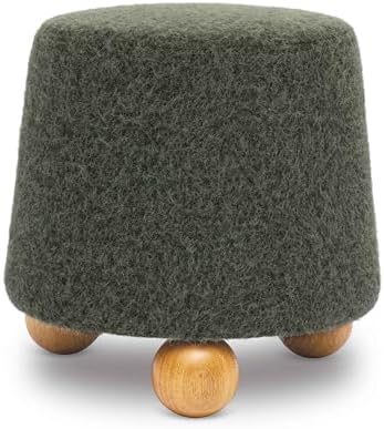TOV Furniture Jaine Forest Green Loose Mohair Ottoman