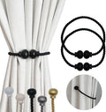 2Pcs Magnetic Curtain Tiebacks Modern Handmade Rope Curtain Tie Backs Black