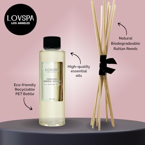 Hawaiian Sandalwood Diffuser Oil - Luxury Essential Oils for Diffuser Refill & Air Freshener Room Spray - Long-Lasting & Natural Home Fragrance, Scented Oil for Diffusers, USA Made, 4oz