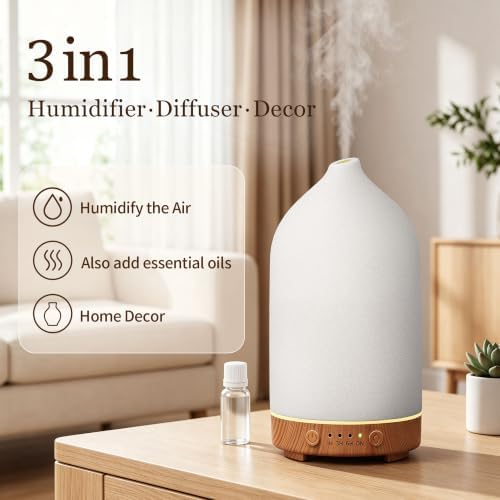Gooamp 200ML Ceramic Essential Oil Diffuser for Home, Stone Diffuser 2 Pack