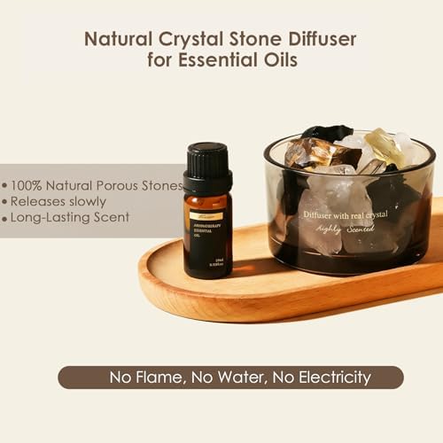 Crystal Stone Aroma Diffuser with Essential Oils for Home, Bathroom, Office, Home Decor & Fragrance 2 in 1, Chic Aromatherapy Gift Set (Freesia Scent)