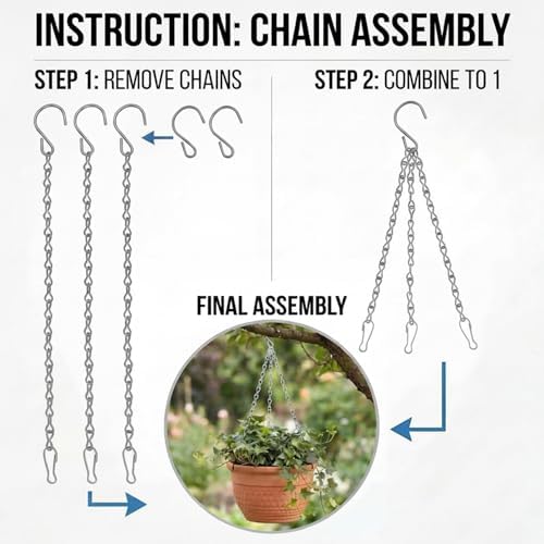 EBOOT 2 Pcs Hanging Chain for Bird Feeders, Planters, Lanterns and Ornaments (Silver,35 Inch)