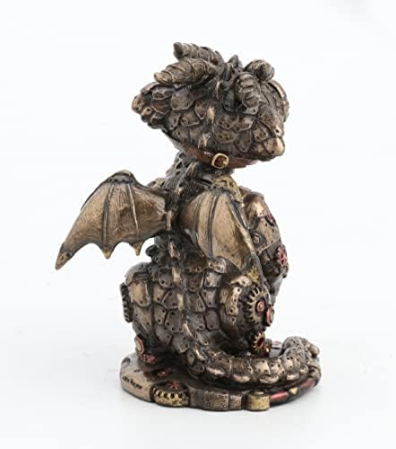 Veronese Design Steampunk Dragon Tinkerer w/Goggles Mechanical Gear Resin Figurine Bronze Finish