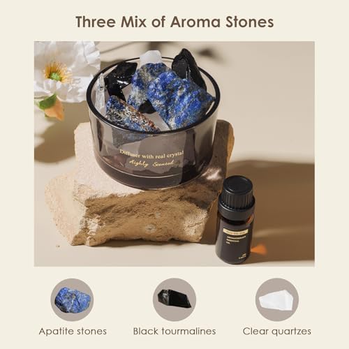 Crystal Stone Aroma Diffuser with Essential Oils for Home Bathroom Office, Home Decor & Fragrance 2 in 1, Chic Aromatherapy Gift Set