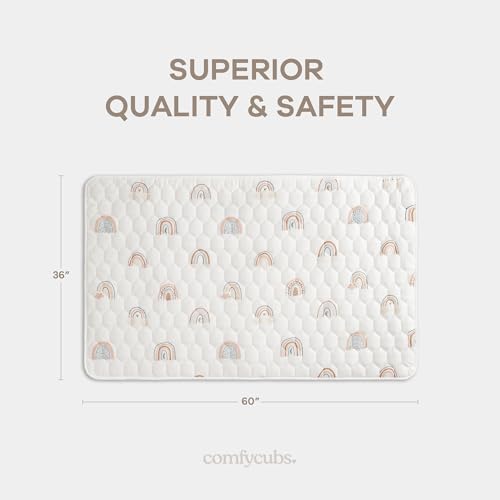 Comfy Cubs Rectangle Kids Play Mat Small 36x60in Baby Floor Mat - Rainbow